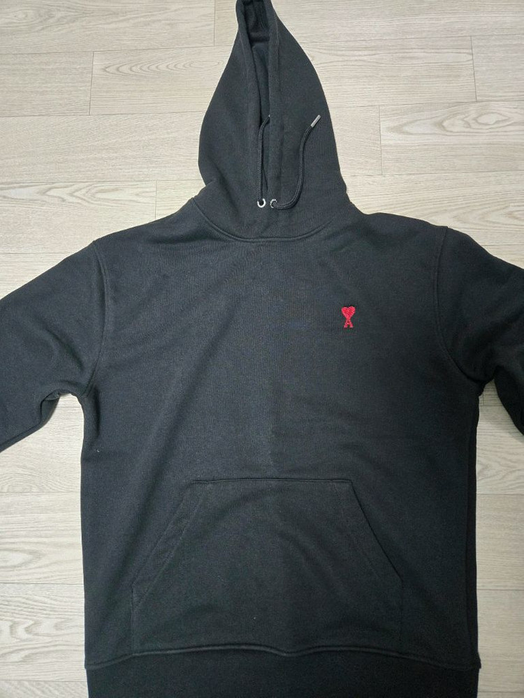 아미 스몰 하트 로고 블랙 후드티 XL 이미지
