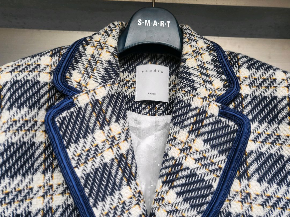 산드로 이사벨라 트위드 체크 크롭자켓 36 새상품수준--1