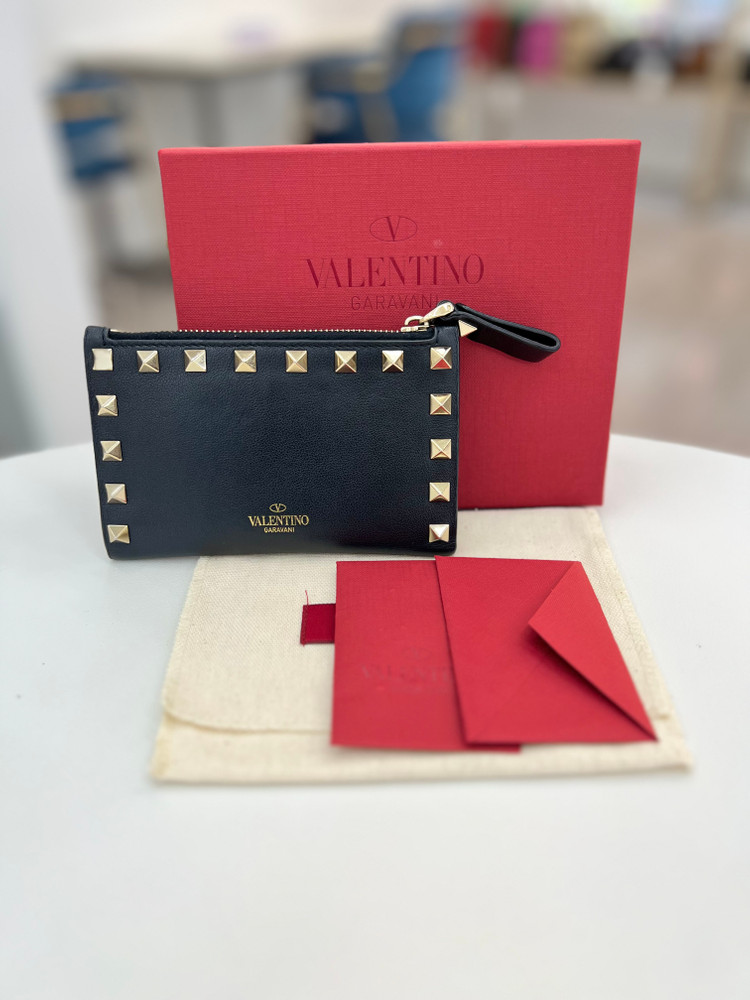 [중고명품 럭스올 울산점]발렌티노 락스터드 카드 케이스 지갑--6