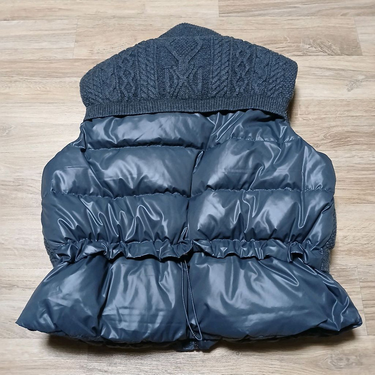 SISLEY 시슬리 로고 니트 패딩 조끼 다운 자켓 베스트--6