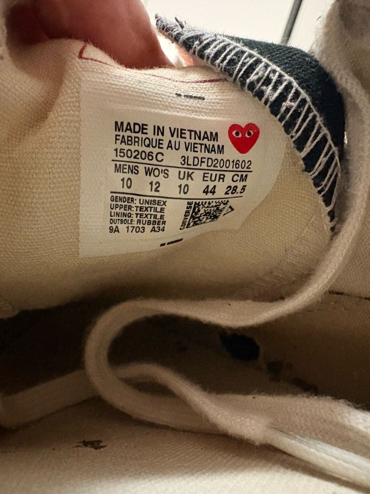 컨버스 꼼데가르송 척테일러 로우 블랙 285mm--4