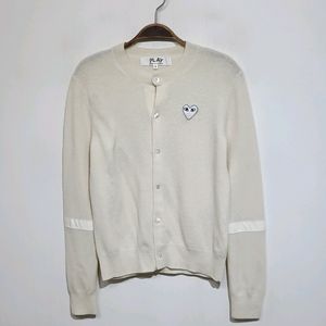 (정품) 꼼데가르송 가디건 아이보리 화이트 와펜 AZ N065