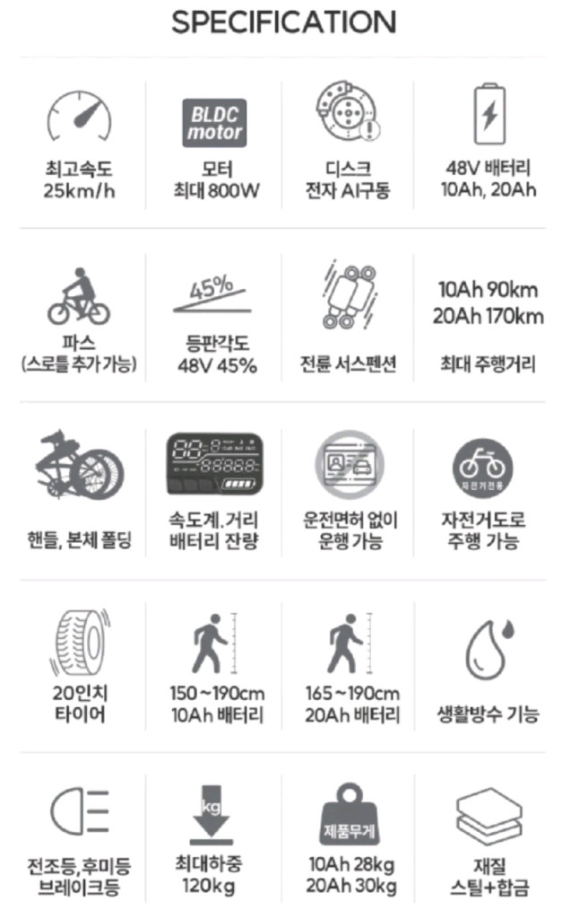 나노휠 커브20 접이식 48v 20ah 전기자전거 배달용 일상용--1