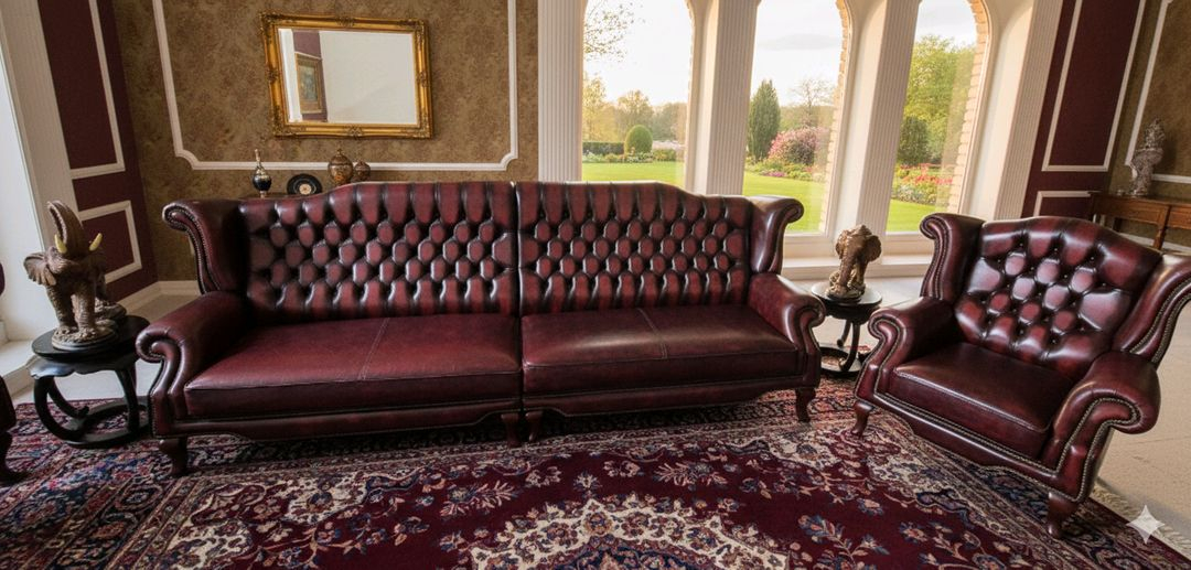 체스터필드 이태리 전체 천연 가죽 4인+1인 소파 이미지