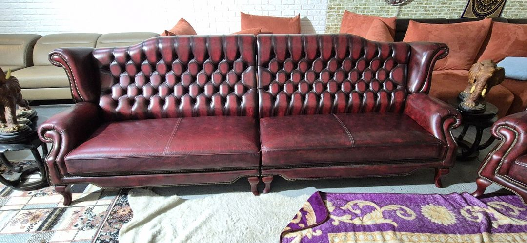 체스터필드 이태리 전체 천연 가죽 4인+1인 소파 이미지
