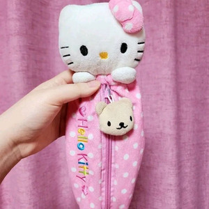 (희귀,매물없음)산리오 정품 고전키티 도트 땡땡이 곰인형 필통 파우치 이미지