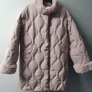 BEEN 빈 덕다운 퍼 롱 패딩 165 핑크 오리털 모피 털 퀼팅 점퍼 자켓 주니어 여성 44 55