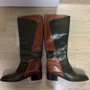 배색 가죽 롱부츠 36사이즈