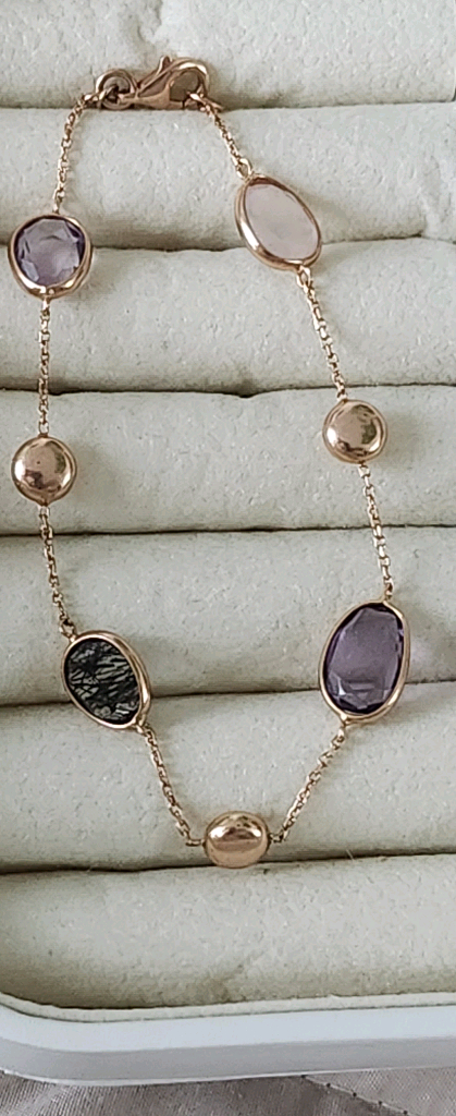 정품 비체 14k 자수정 연수정 팔찌--1