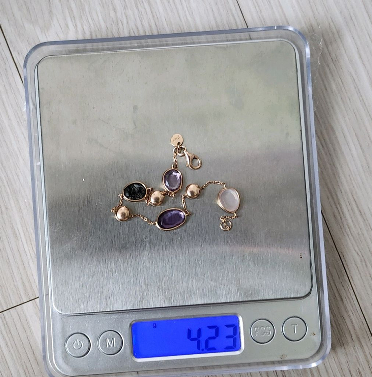 정품 비체 14k 자수정 연수정 팔찌--4