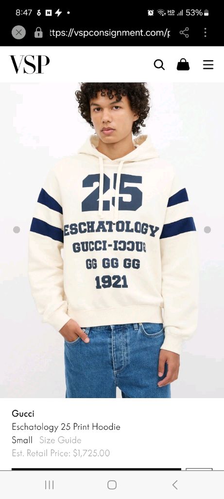 구찌 1921 프린팅 후드티 아이보리 m 백화점판 이미지