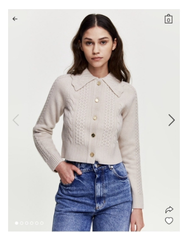 산드로 sandro 스캘럽 카라 니트 가디건 43 사이즈 이미지