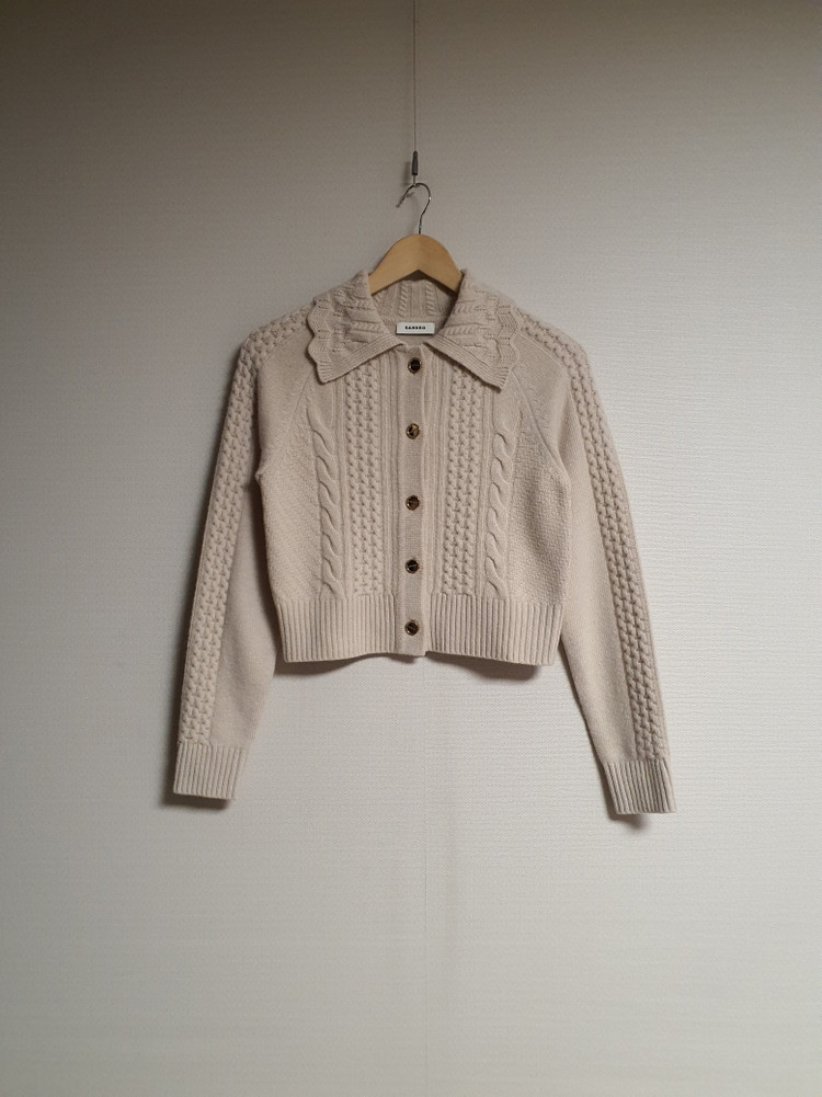 산드로 sandro 스캘럽 카라 니트 가디건 43 사이즈 이미지