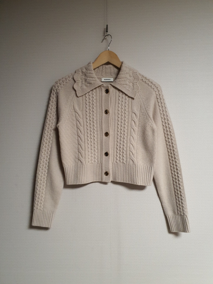 산드로 sandro 스캘럽 카라 니트 가디건 43 사이즈 이미지