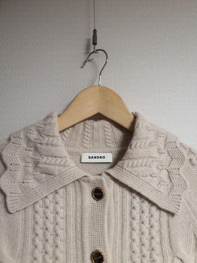산드로 sandro 스캘럽 카라 니트 가디건 43 사이즈 이미지