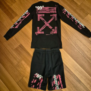 오프화이트 20ss 롱슬리브 반바지 블랙 xs 트레이닝복세트