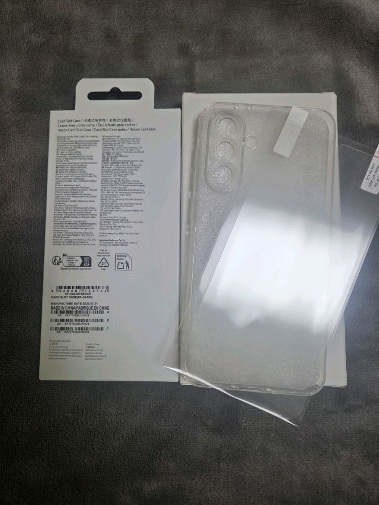 새상품) 택포 갤럭시 퀀텀6 삼성정품 카드슬롯케이스+투명필름+투명케이스--1