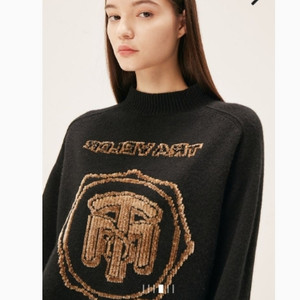 타임 time 벨벳 로고 캐시미어 울 니트 탑 프리사이즈 정품 이미지