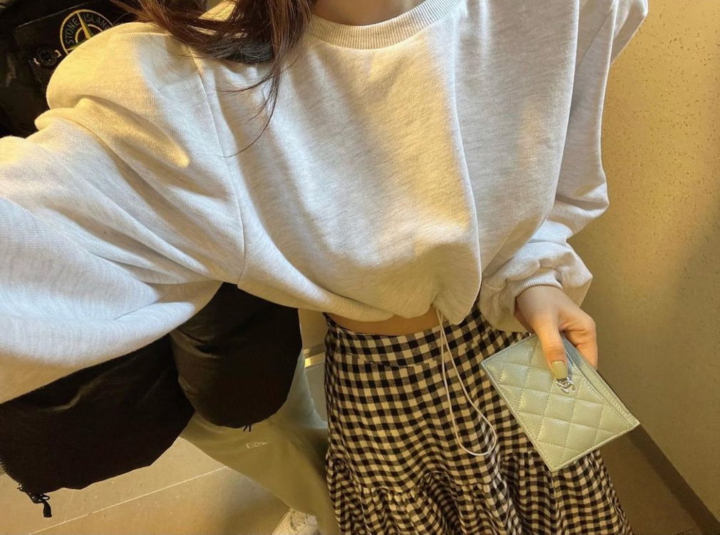 러브미우 카푸치노 깅엄 체크 스커트 드하우 요니핏 리본타이 온무드 업타운홀릭 이미지