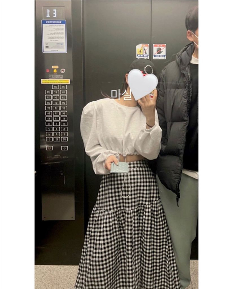 러브미우 카푸치노 깅엄 체크 스커트 드하우 요니핏 리본타이 온무드 업타운홀릭 이미지