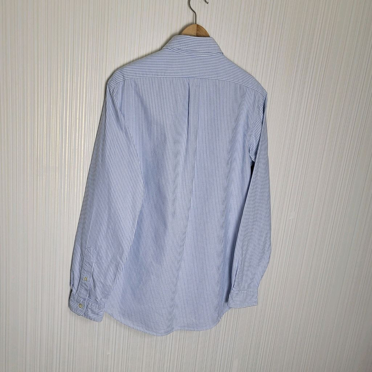 L 폴로 옥스포드 셔츠 클래식핏 블루 스트라이프 큐알--3