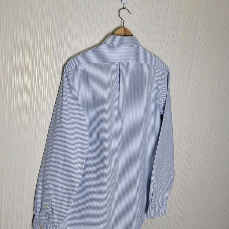 L 폴로 옥스포드 셔츠 클래식핏 블루 스트라이프 큐알--4