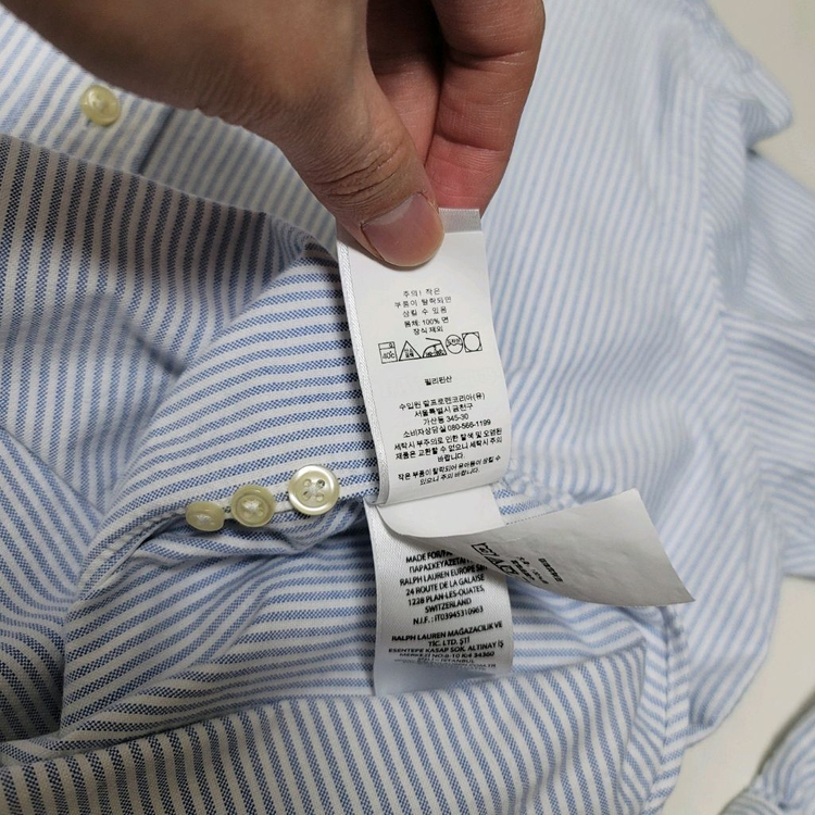 L 폴로 옥스포드 셔츠 클래식핏 블루 스트라이프 큐알--7