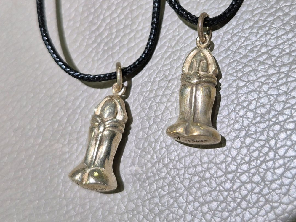 인면상 은 덩어리 가죽묵걸이--4