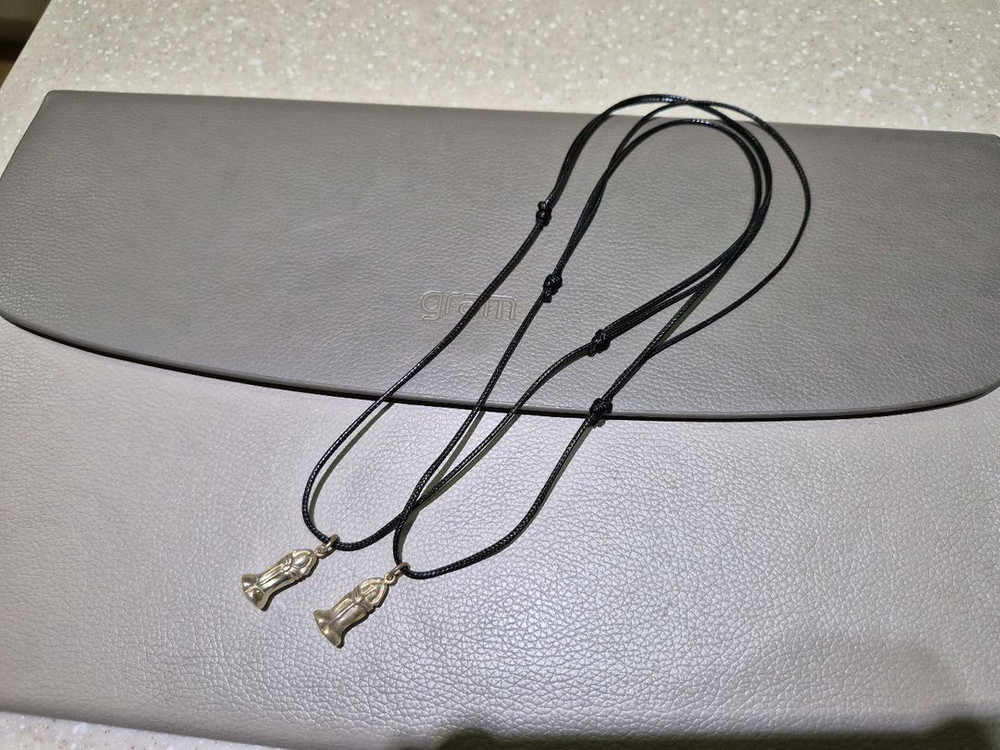 인면상 은 덩어리 가죽묵걸이--5