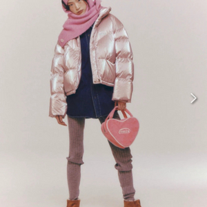 EMIS 이미스 양면 패딩 핑크 구스다운 숏패딩