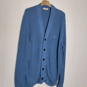 L 빈폴 린넨 블랜드 리브 가디건 애쉬블루