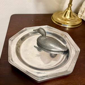프랑스 빈티지 퓨터 옥타곤 접시 / 트레이 (1970s) 이미지