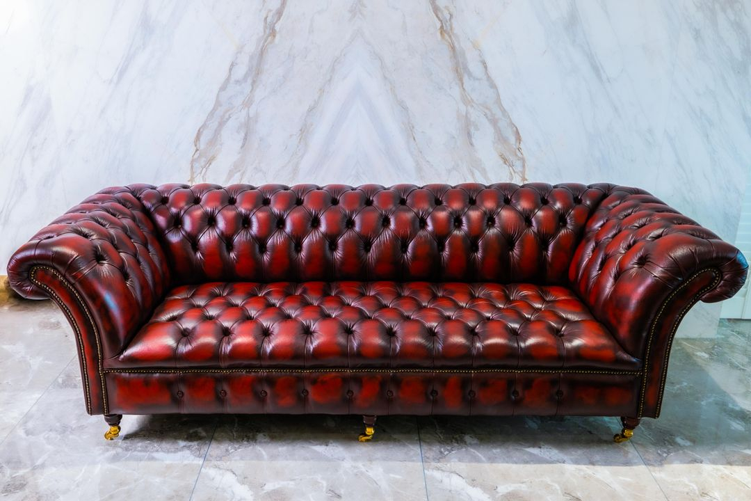 체스터필드 소파 레드&그린 3인용 1인용 이미지