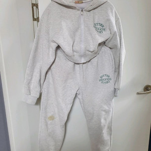 Bitter Cells 비터셀즈 기모 크롭 후드 집업 세트 1사이즈 그레이 트레이닝복 셋업 조거 팬츠 44 55 이미지