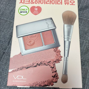 vdl 브이디엘 브들 치크스테인 블러셔 18 피치컵케익 (듀얼 브러쉬 세트)