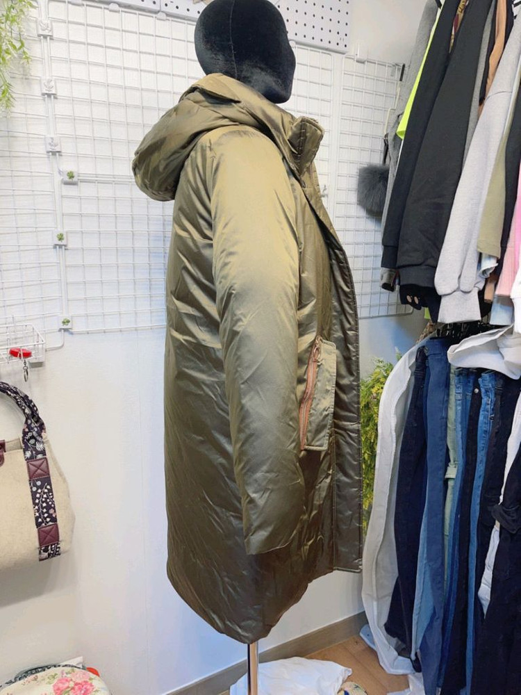 새상품 55 폭스퍼 방울 다운 패딩점퍼 카키 이미지