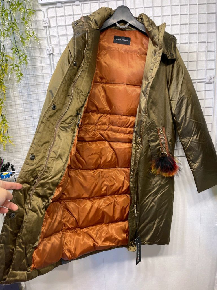 새상품 55 폭스퍼 방울 다운 패딩점퍼 카키 이미지