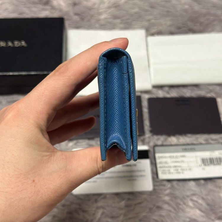 [풀구성] 프라다 사피아노 카드지갑 코발트블루--4