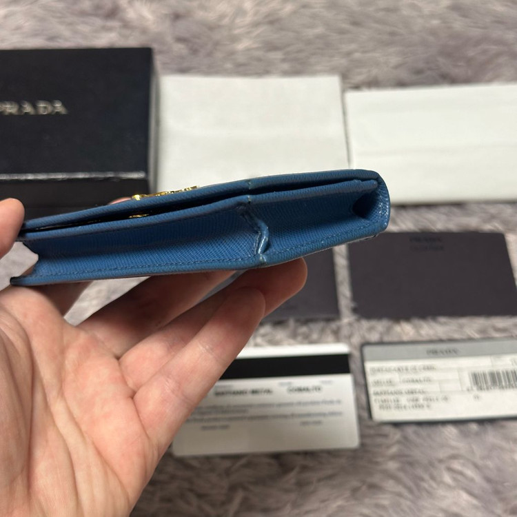 [풀구성] 프라다 사피아노 카드지갑 코발트블루--5
