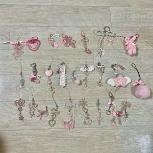 핑크키링 비즈키링 25개 일괄