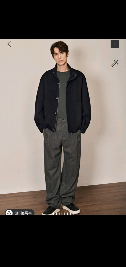 타임옴므 캐시미어 하이넥 집업 자켓 이미지