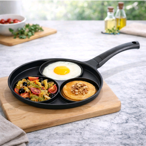 퀸센스 블랙 3구 인덕션 에그팬 팬케이크팬 계란후라이팬 브런치팬 (미사용, 새제품)