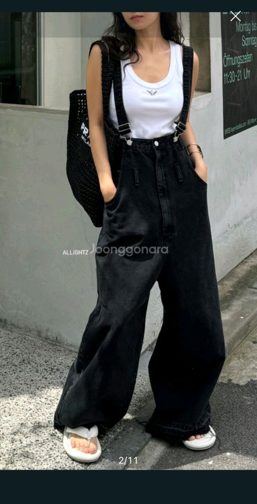 올라이츠 멜빵바지(흑청) 이미지