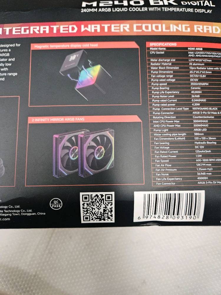 X-GAMERX M240 BK DIGITAL 수냉 쿨러 새제품 이미지