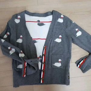 오리 패턴 니트 가디건 55-66