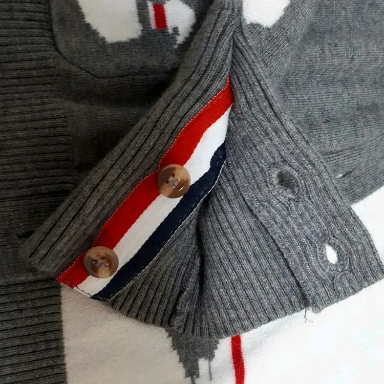 오리 패턴 니트 가디건 55-66--1