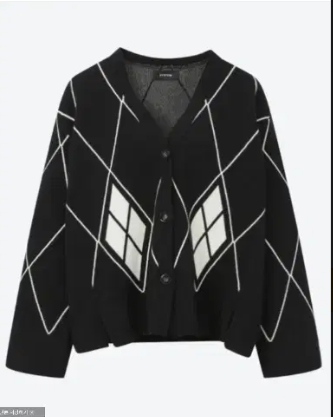 시스템 SYSTEM 아가일 패턴 가디건 프리사이즈 정품--2