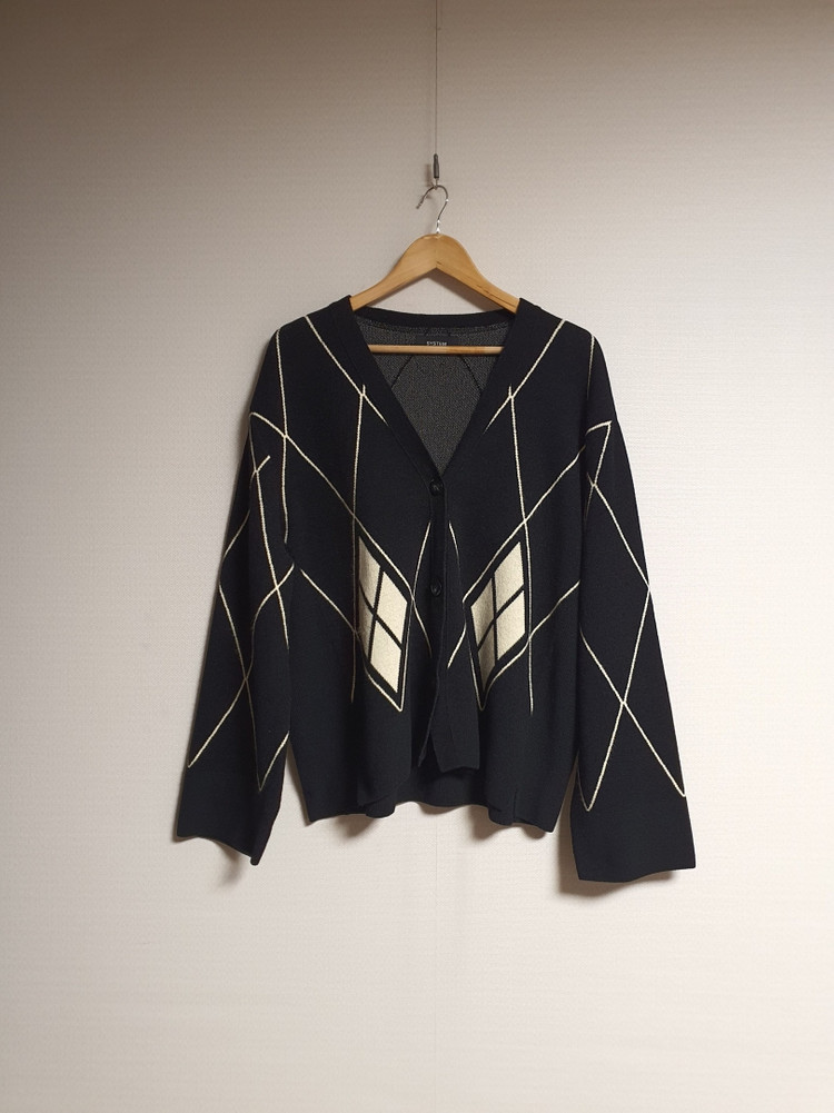 시스템 SYSTEM 아가일 패턴 가디건 프리사이즈 정품--3