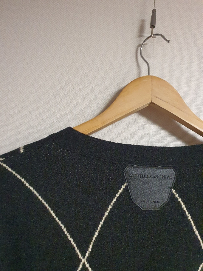 시스템 SYSTEM 아가일 패턴 가디건 프리사이즈 정품--7