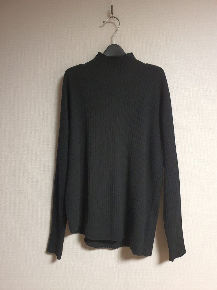 델라라나 DELLALANA 블랙 100% 캐시미어 언밸런스 골지 니트 프리사이즈 정품--2